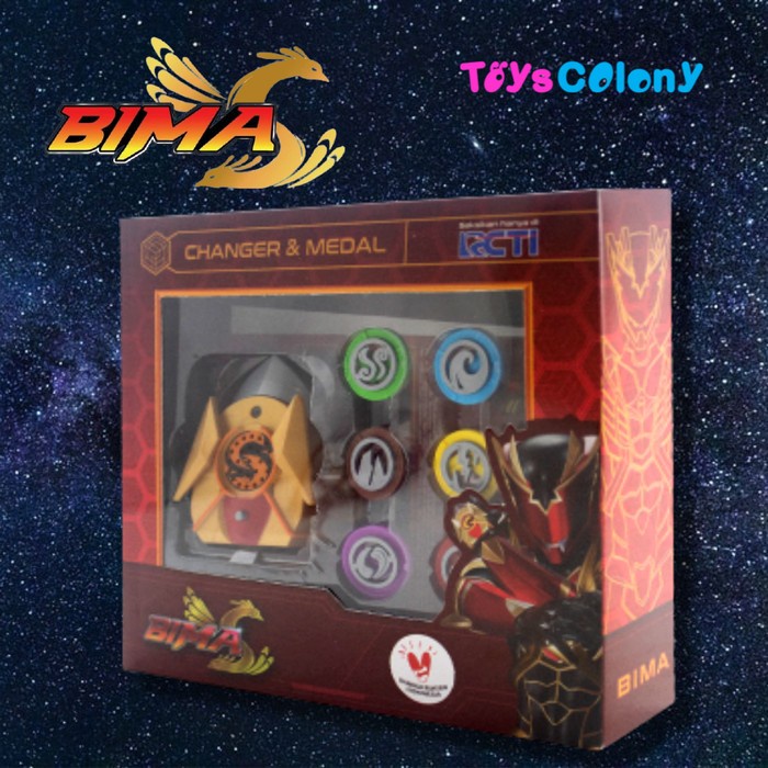 Changer & Medal Bima-S Dan Topeng Bima S Eagle Masked Warrior - Merah, Random