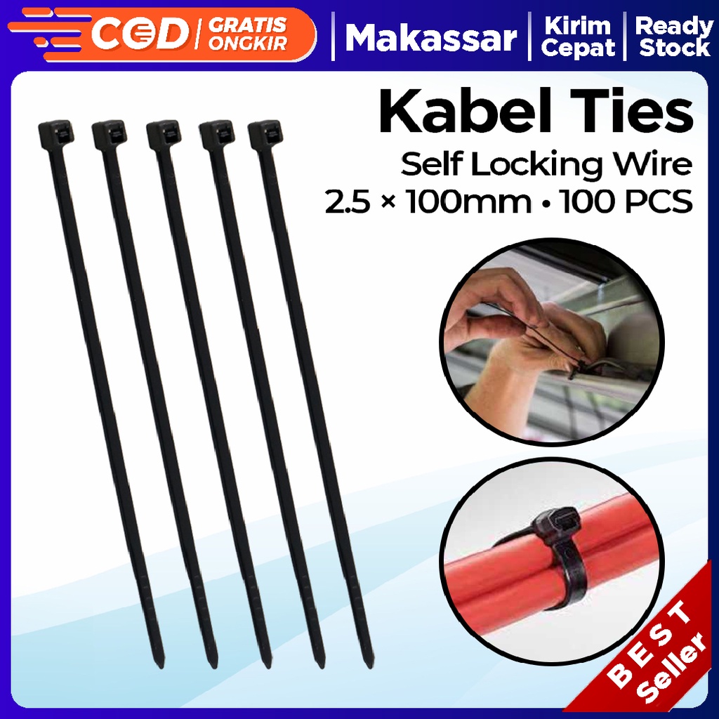

Kabel Tis Ties Self Locking Wire Zip Cable Organizer 2.5x100mm 100 PCS