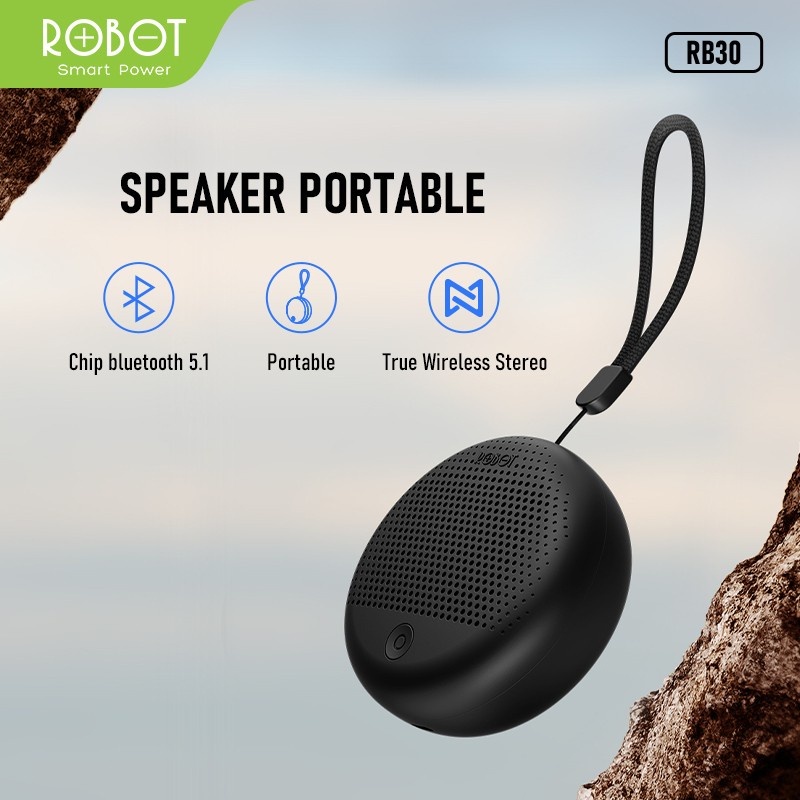 Speaker Bluetooth Chip 5.1 Portable ROBOT RB30 TWS True Wireless Stereo Original - Garansi 1 Tahun TERMURAH