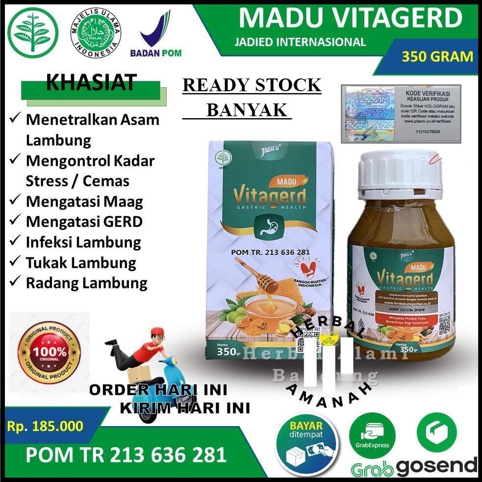 Madu VITAGERD ASLI Obat Herbal Original  Atasi Asam Lambung Maag Anxiety dan GERD