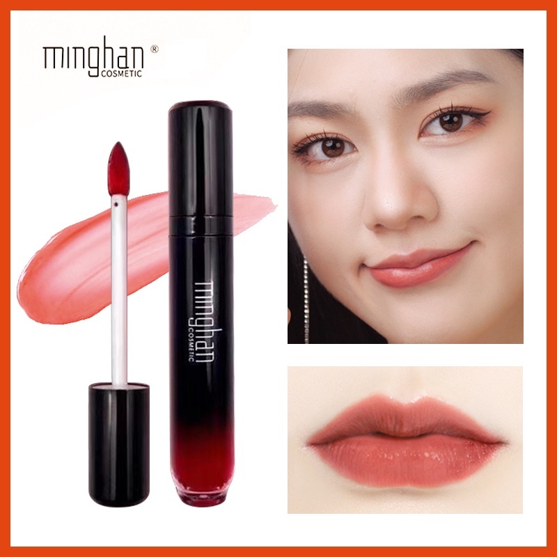 Minghan 4 Warna cair lipstik peach lipstik warna gelap cair tahan lama lipsglos Liquide Matte  Plump