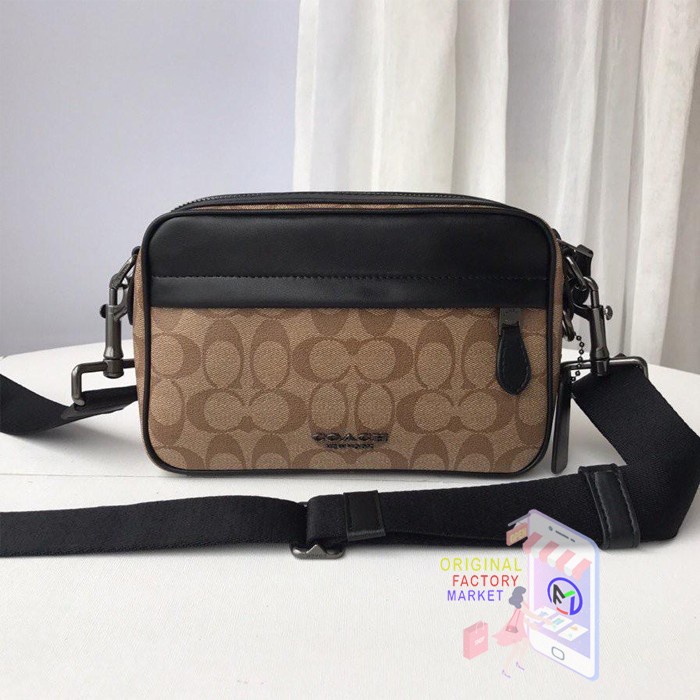 TAS COACH GRAHAM CROSSBODY BAG SIGNATURE CANVAS Khaki TAN COACH 50715 Lls
