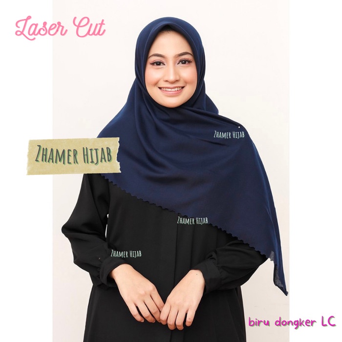 Jilbab Segiempat Polos Hijab Voal Jilbab Umama Kerudung Square Basic 1 - Biru Dongker LC