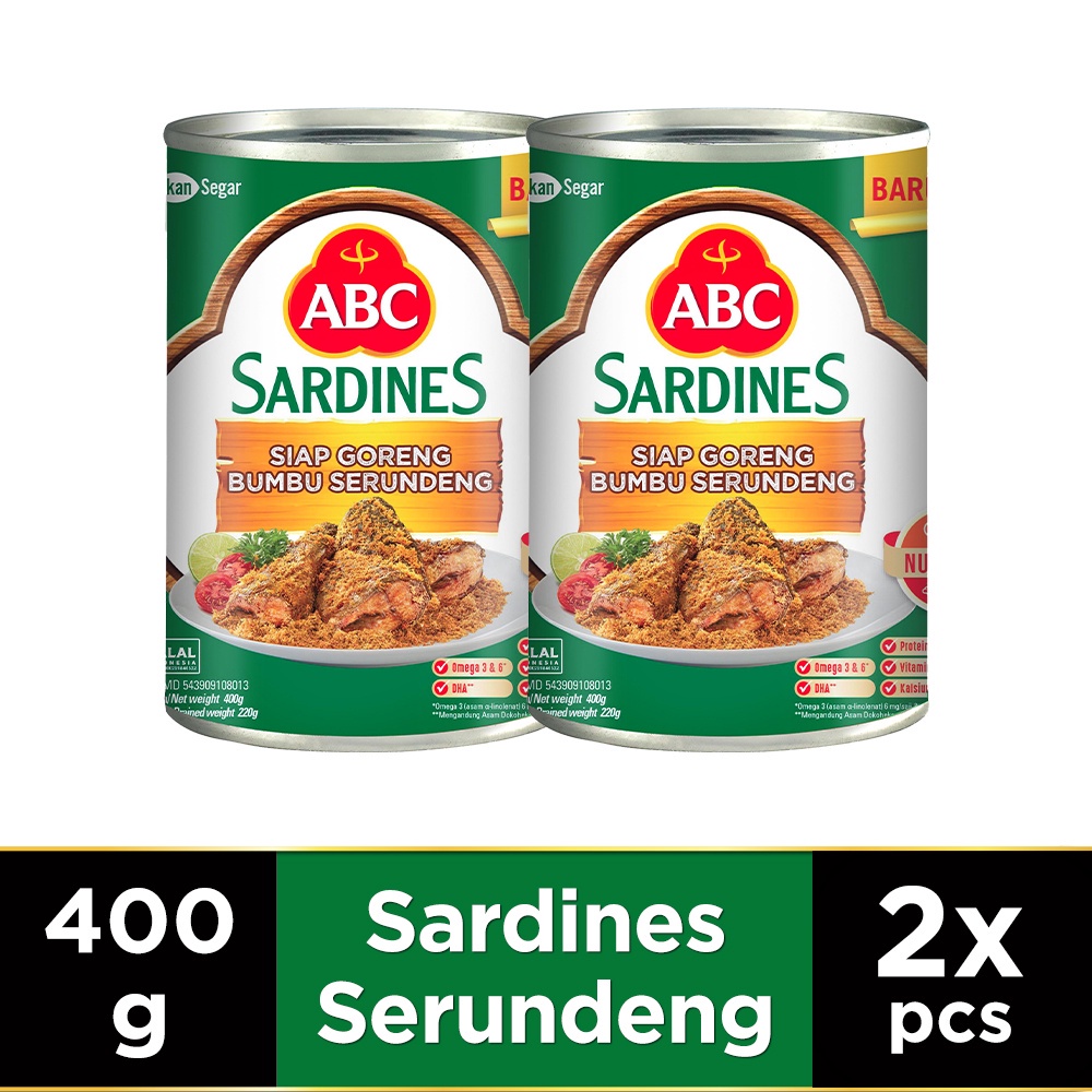 

ABC Sarden Siap Goreng Bumbu Serundeng 400 g - Twin Pack