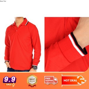 POLO POLOS LENGAN PANJANG MERAH LIST KAOS KERAH / POLO KERAH LENGAN PANJANG / KAOS KERAH / POLO SHIR