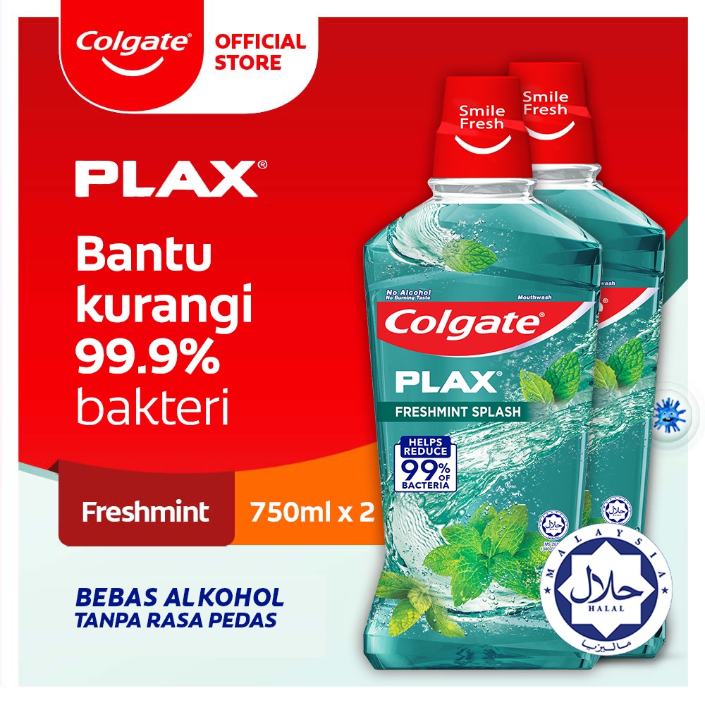 Colgate Obat Kumur Mouthwash Plax Freshmint 750ml - Isi 2