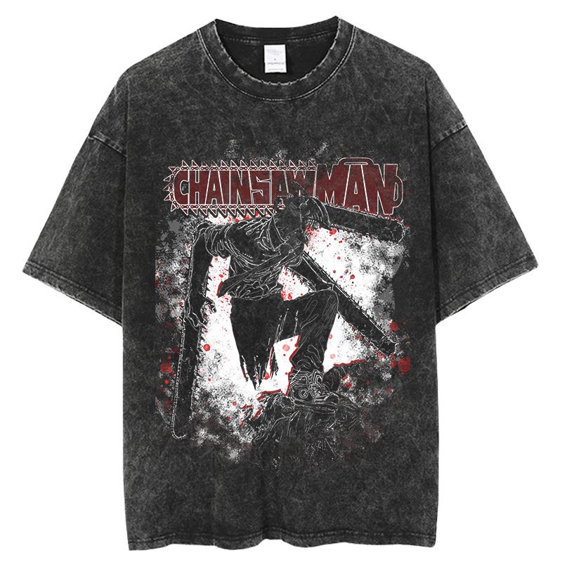 Chainsaw Men's Anime Vintage Wash T-shirt