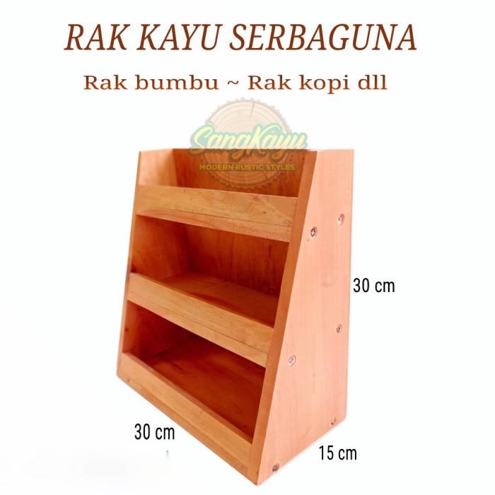 Rak susun kayu serbaguna rak bumbu dapur kayu rak kopi rak dinding