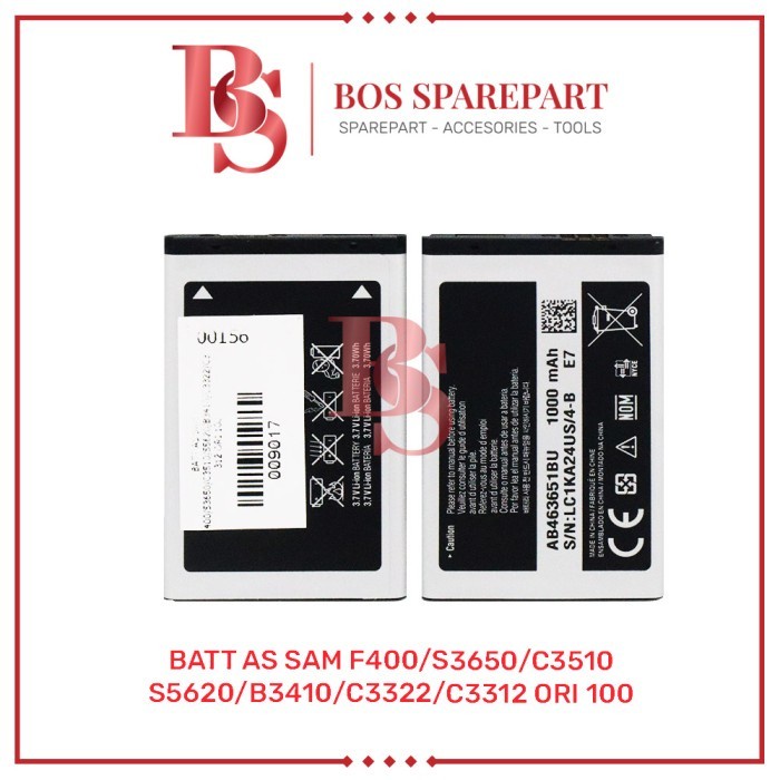 BATTERY AS SAMSUNG F400/S3650/C3510/S5620/B3410/C3322/C3312 ORI 100