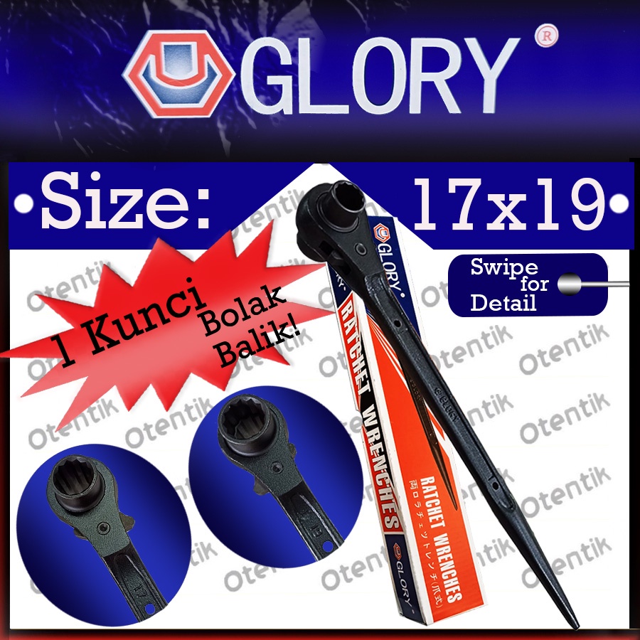 KUNCI RING RACHET GLORY SKAFOLDING 17 X 19 MM - DOUBLE RATCHET SCAFFOLDING MERK GLORY