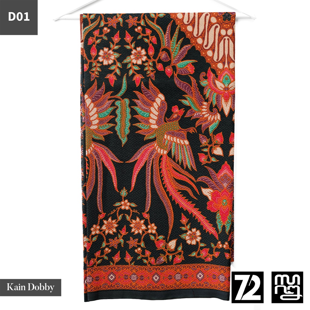 Awet Kain Batik Premium Bahan Dobby Motif Burung Kembar Warna Hitam Merah 724138 Cap 72 Jarik Jarit