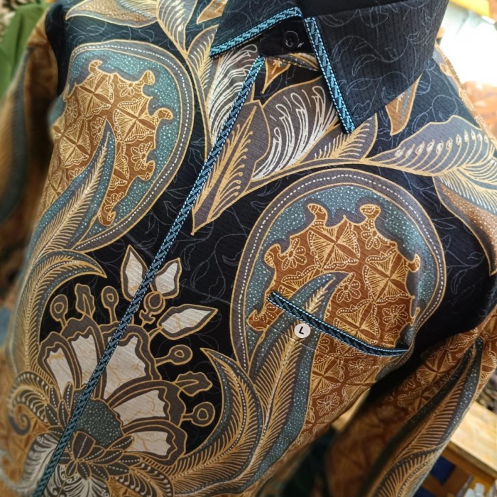 baju batik pria lengan panjang  motif batik tulis sutra halus - S