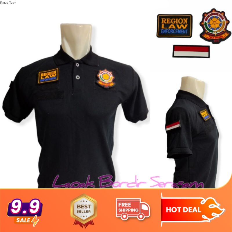 Kaos Kerah Satpol PP Pol PP Velcro Warna Hitam