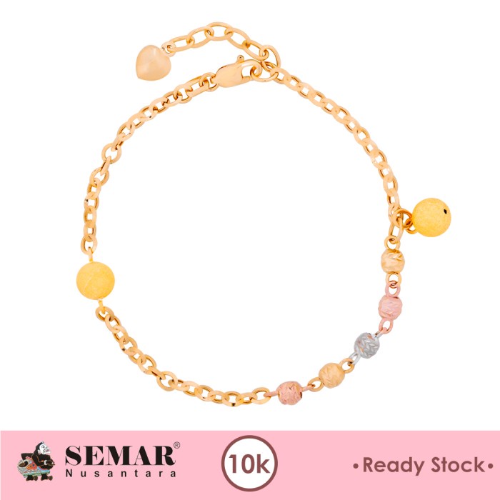 Gelang Emas Bola Mrican 3 Warna 10K Semar Nusantara