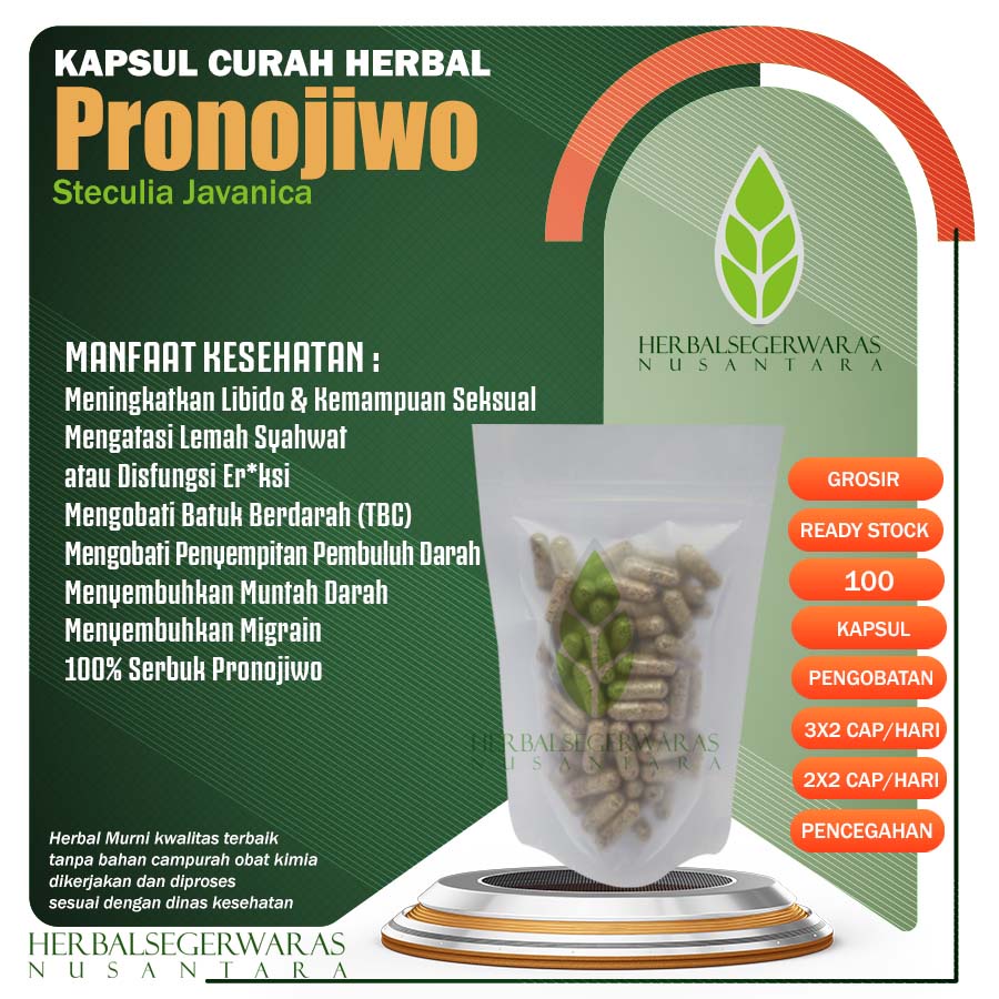 

PRONOJIWO 100 Kapsul Herbal Libido Vitalitas Lemah Syahwat Migrain TBC