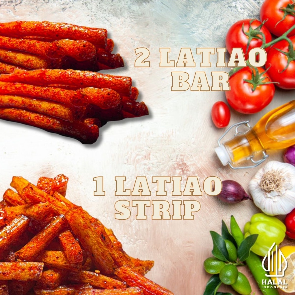 

[PAKET LATIAO] Bar (2pcs) + Strip (1pcs) | CEMILAN SNACK VEGETARIAN GLUTEN| HALAL | PEDAS Makanan | Food | Snacks
