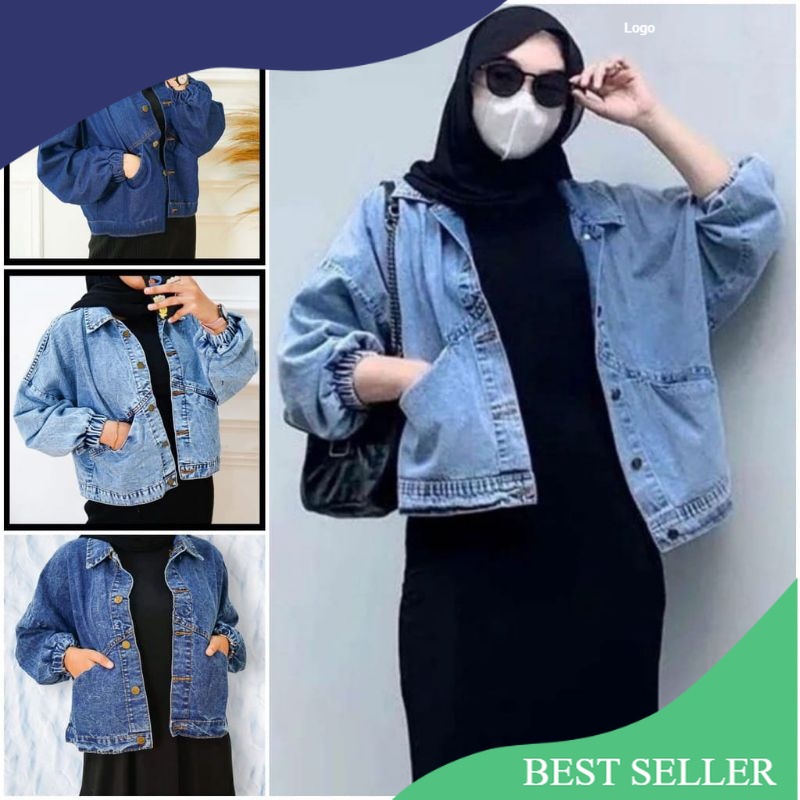 Jaket Jeans Oversize Wanita Kekinian Vintage Oversize Jacket Denim Oversize Jaket Jins Lengan Balon 