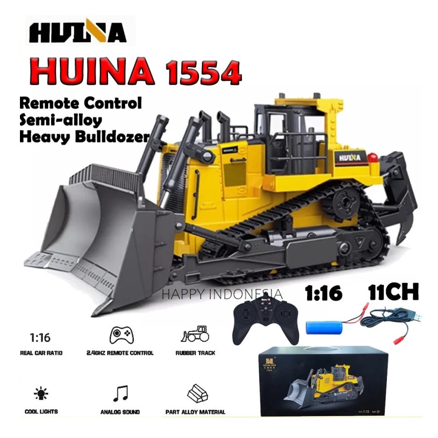 Diecast Miniatur Alat Berat RC Truck Tractor Huina 1554 1/16 11CH Excavator RC Alat Berat Beko Murah