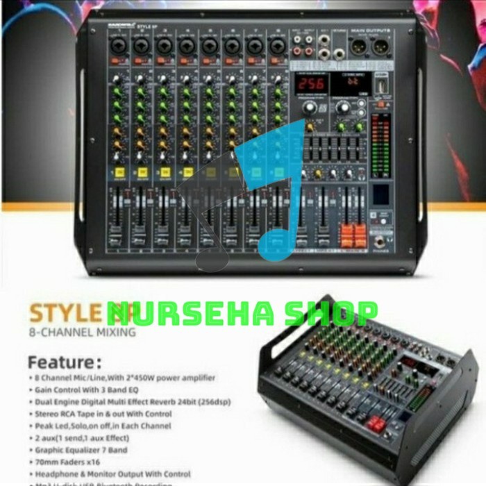 Power Mixer 8 channel HARDWELL STYLE 8P Original Power Mixer Recording