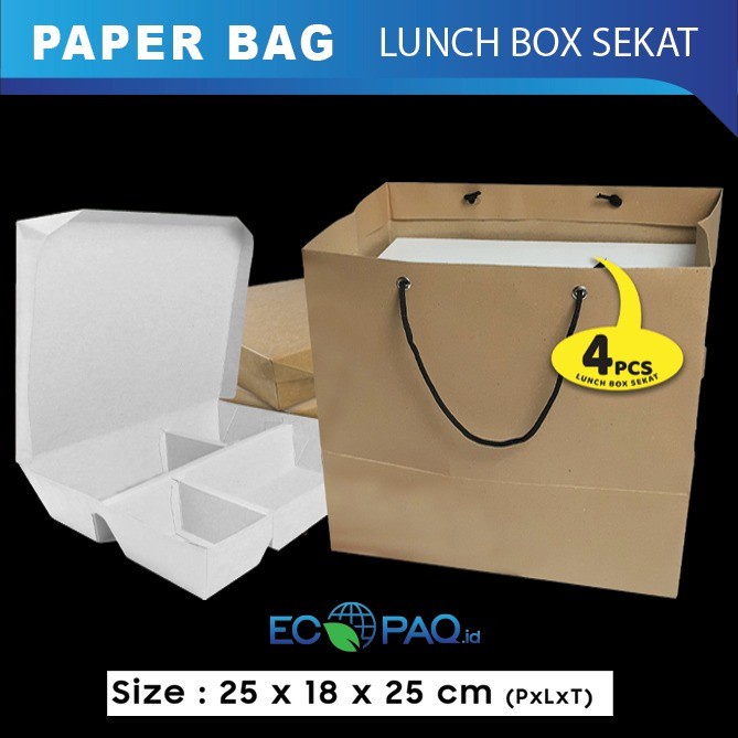 

Paper Bag Coklat Polos - Take Away Lunch Box Sekat - 25x17x25 cm (10 pcs)