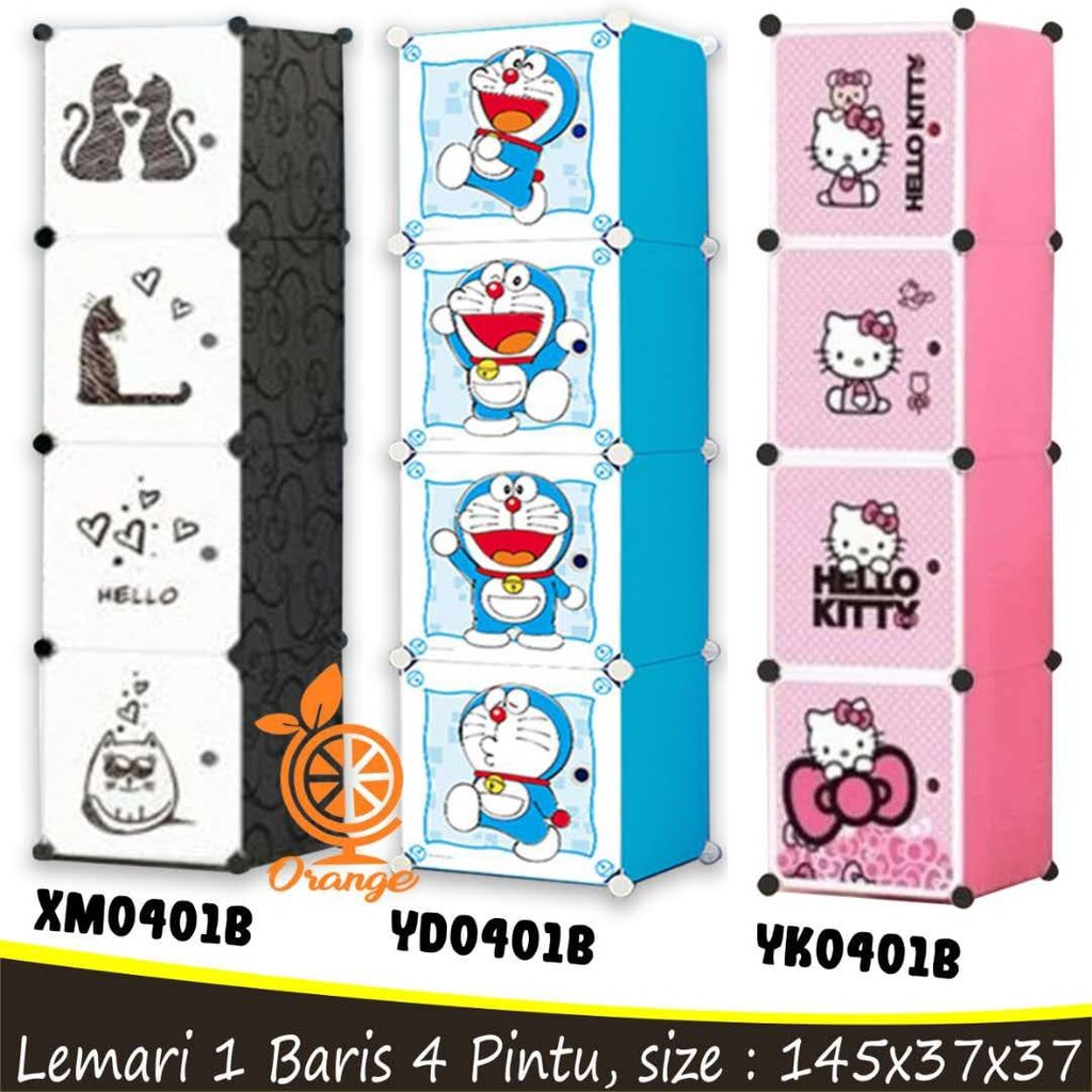Lemari Plastik Lemari Portable Mini 4 Pintu Import Karakter Lemari Baju Lemari Pakain Anak Dan Dewas