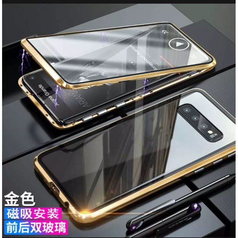 Samsung Galaxy S8 S9 S10 S10+ hard Case Casing Double Glass metal Magnetic kaca depan belakang