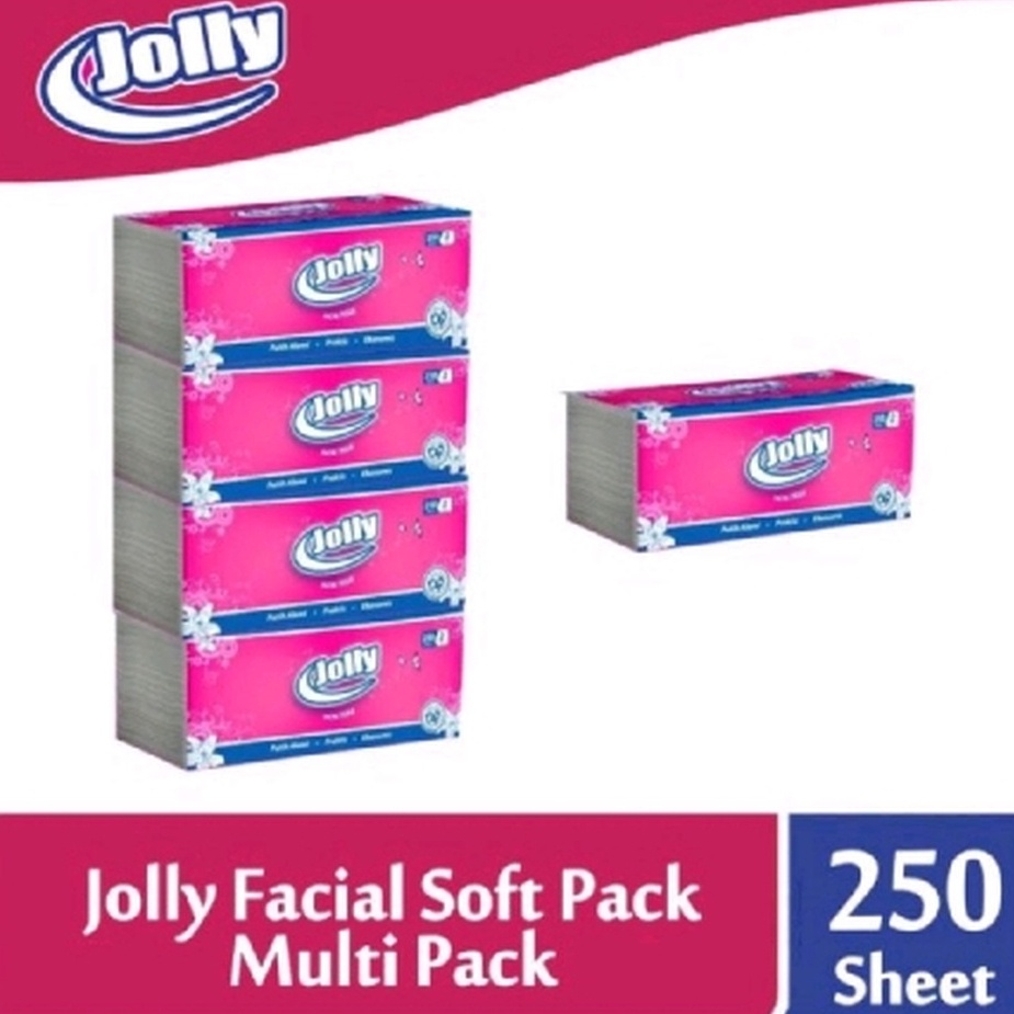 Jual.sembako - TISSUE JOLLY ISI 4 PAK x 250 SHEETS 2 PLY FACIAL TISU WAJAH ,GROSIR MURAH HEMAT, SOFT