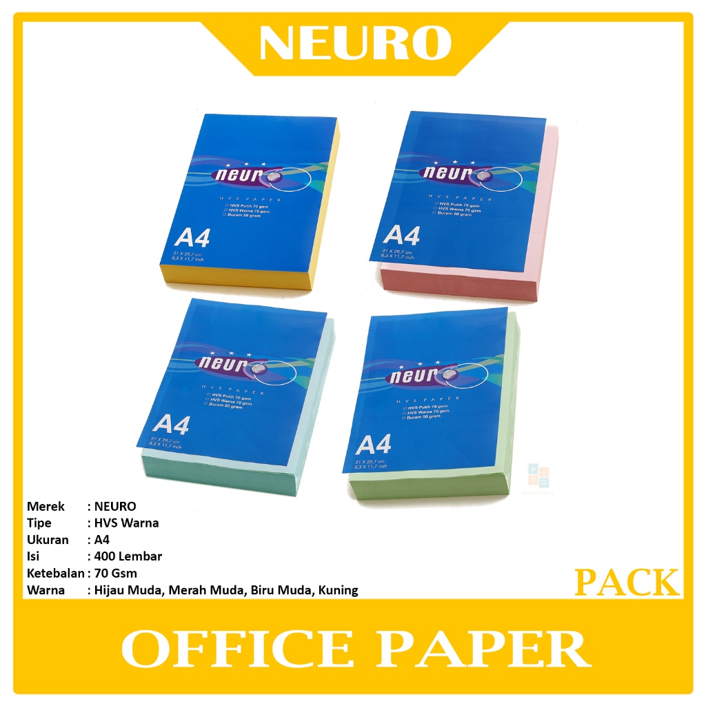 

NEURO - Kertas Hvs Warna A4 70 gram - Pack