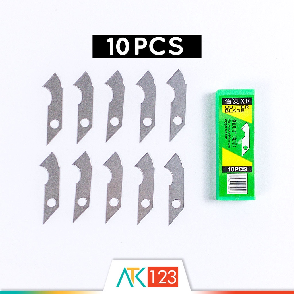 

Isi Cutter / Refill / Spare Hook Blades Pisau / Pemotong Plastik / Akrilik / Mika / Plastic / Acrylic / HPL / Utility Knife / Cutter isi 10 Blades Xinfa XF-128