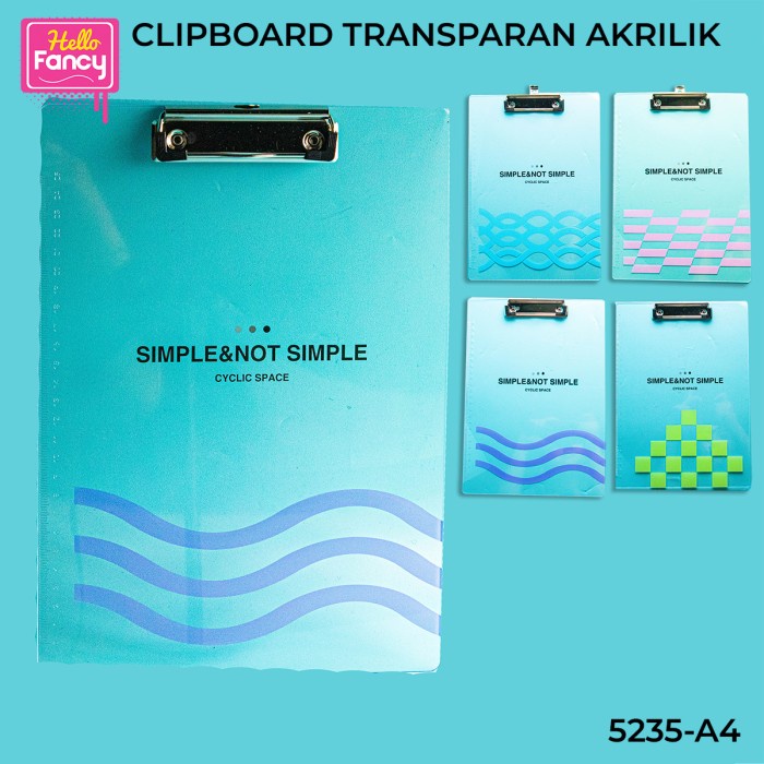 

Clipboard Transparan / Papan Jalan Mika A4 5235-A4-CLIPBOARD-RANDOM