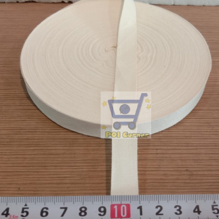 

Pita Label Katun Polos Dasar Krem 1.5cm / Twill Tape Label Polos ORI