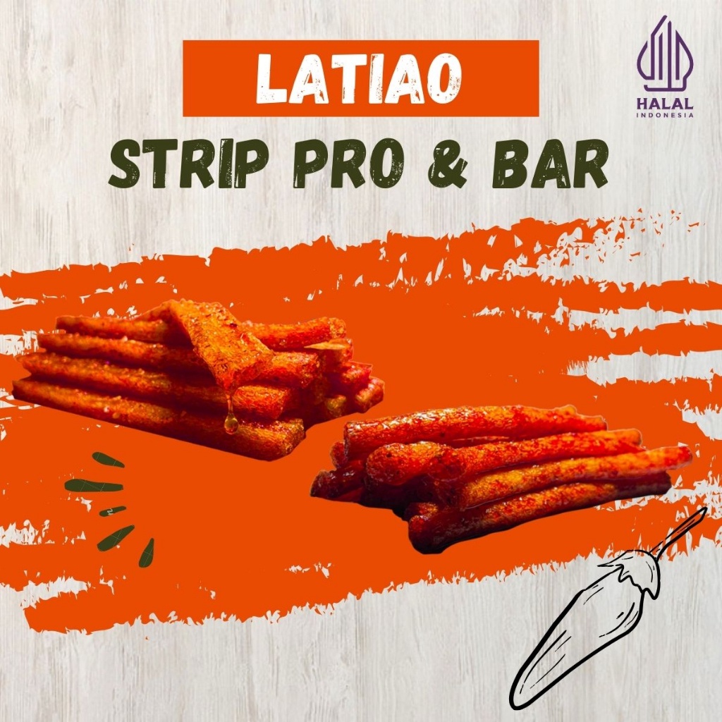 

[PAKET LATIAO] Bar (1pcs) + Strip Pro (1pcs) | CEMILAN SNACK VEGETARIAN GLUTEN | HALAL | PEDAS Makanan | Food | Snacks