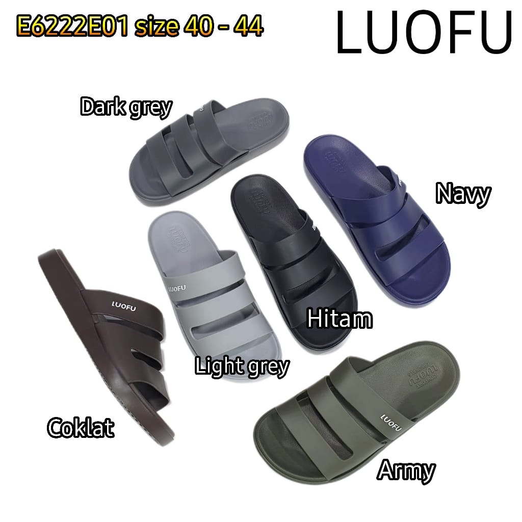 LUOFU ORIGINAL jelly sandal karet empuk murah pria sendal tali cowok import E6222E01 [ SANDAL LUOFU 
