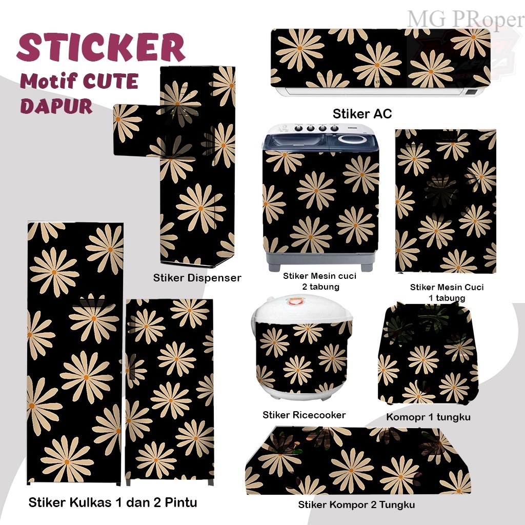 Stiker Stiker Stiker kulkas kompor mesin cuci 1 2 pintu tabung mata Rice Cooker Dispenser Ac Motif