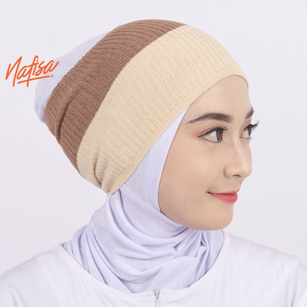 TERMURAH  Ciput Nafisa Durnaz | Inner Rajut Kombinasi  2 Warna Anti Pusing | Dalaman Ciput Hijab Ins
