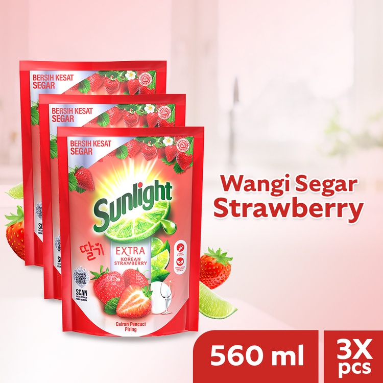 Promo Harga Sunlight Pencuci Piring Korean Strawberry 560 ml - Shopee