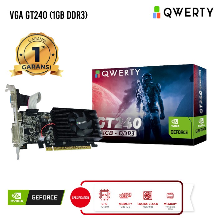 VGA QWERTY GT240 1GB DDR3 128BITT NVIDIA GOFERCE