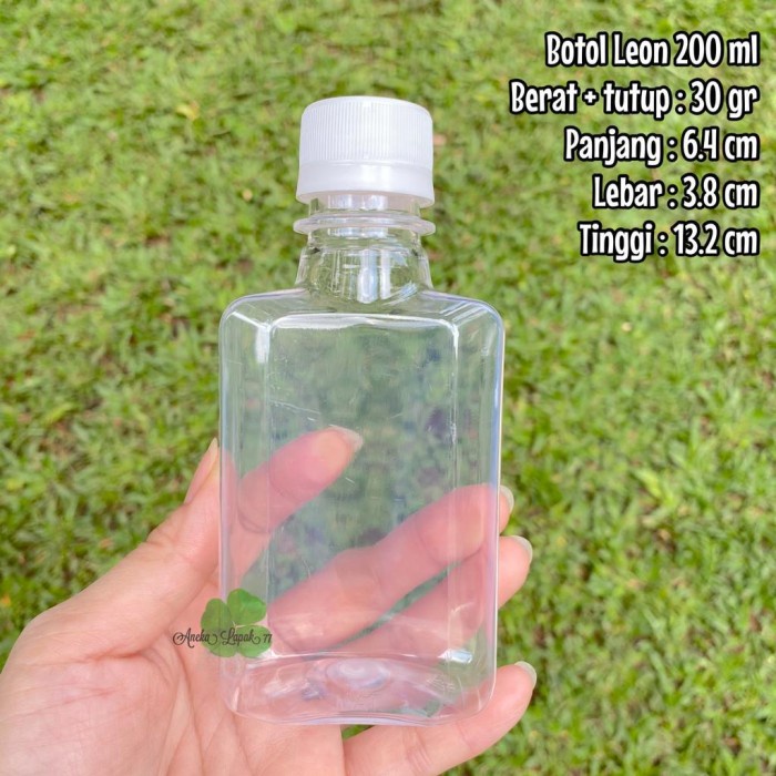 Botol LEON 200 ml botol plastik tebal 200 ml botol kopi unik 200 ml - Tutup Putih