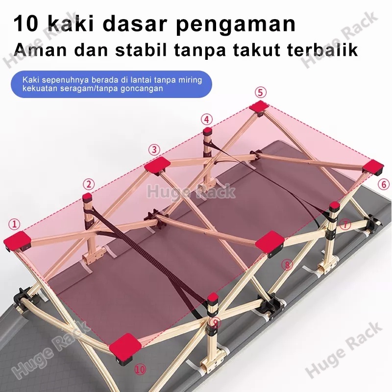 Tempat Tidur Lipat Ranjang Lipat Besi Folding Bed Kasur Lipat Tidak Diperlukan Perakitan