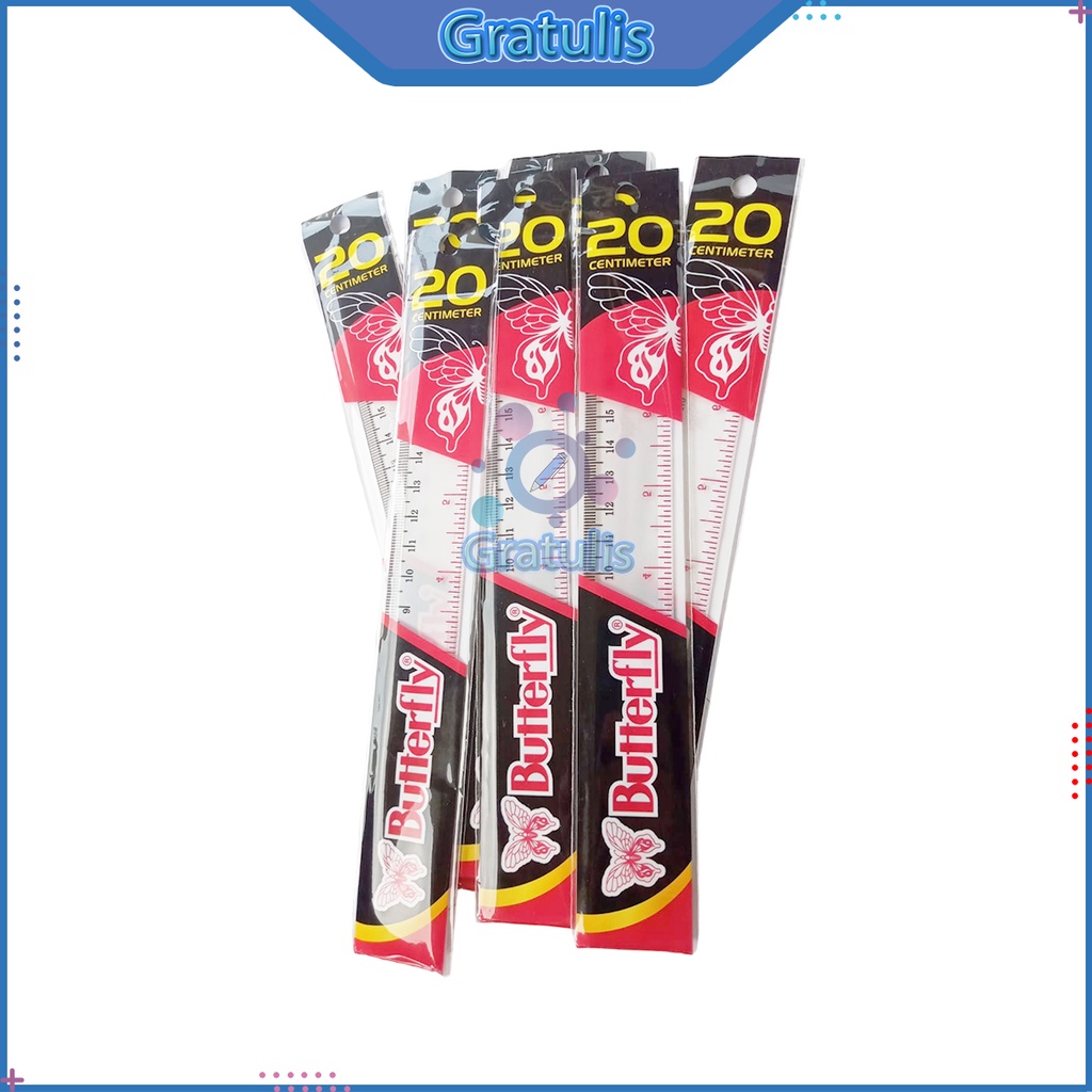 

PENGGARIS PLASTIK PANJANG BUTTERFLY [20 CM] / MISTAR ALAT UKUR GARISAN / PERLENGKAPAN SEKOLAH / RULER 20CM