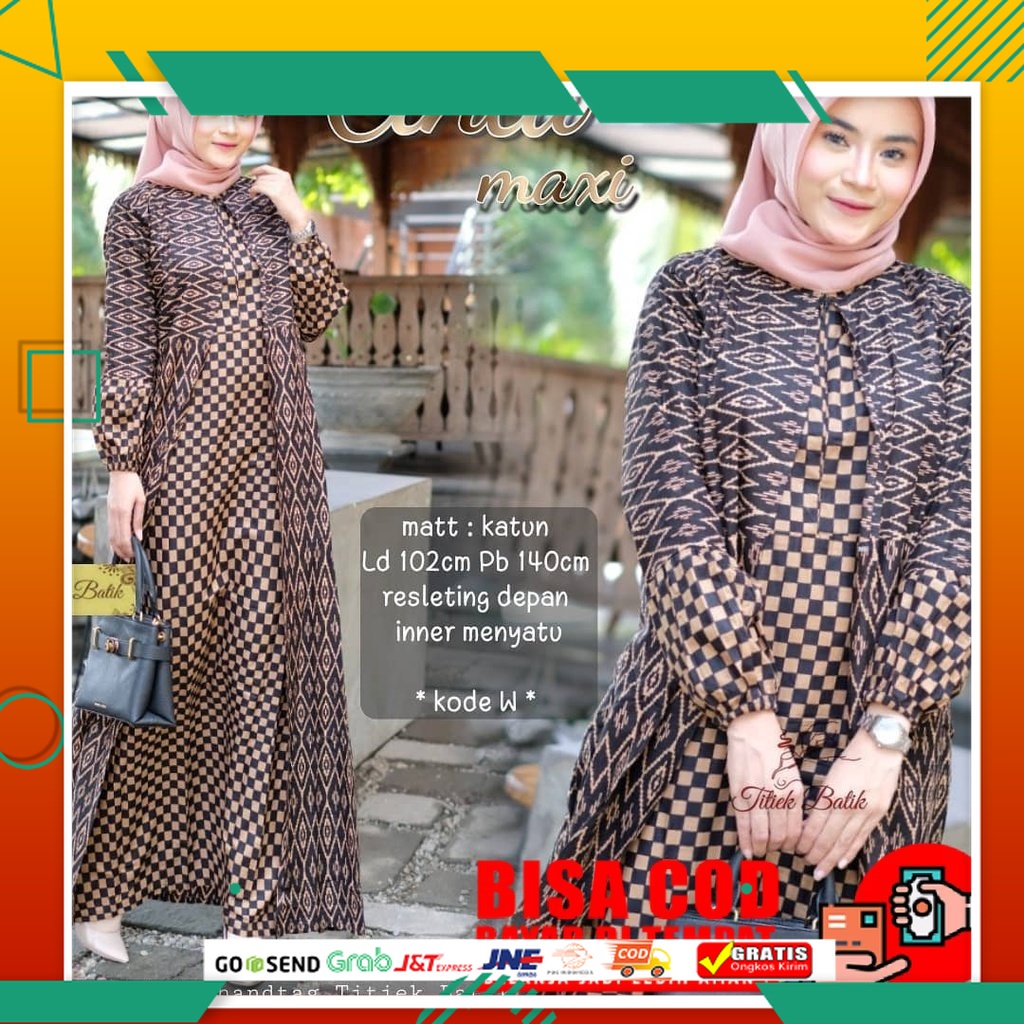 BATIK VIRAL MURAH BEST SELLER /Baju Gamis Dress Pakaian Muslim Wanita Batik Modern Kombinasi Polos Pekalongan Jumbo Terbaru Dewasa Modern Premium Lengan Panjang Kondangan