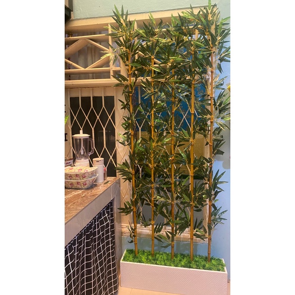 bambu partisi tinggi 170cm- pot partisi- bambu partisi plastik artificial sekat ruangan hiasan sekat