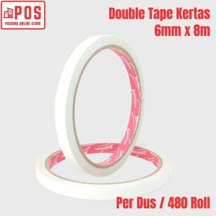 

1 Dus Lakban | Double Tape Kertas 6mmx8m | Solatape