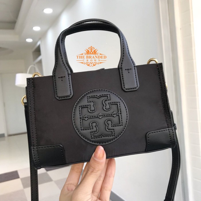 VS Tas Tory Burch 64355 Ella Nylon Micro Tote Bag - Hitam Vvv
