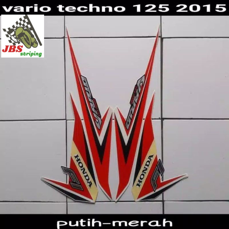 Striping honda vario techno 125 led fi 2015 putih merah stiker vario lis body vario