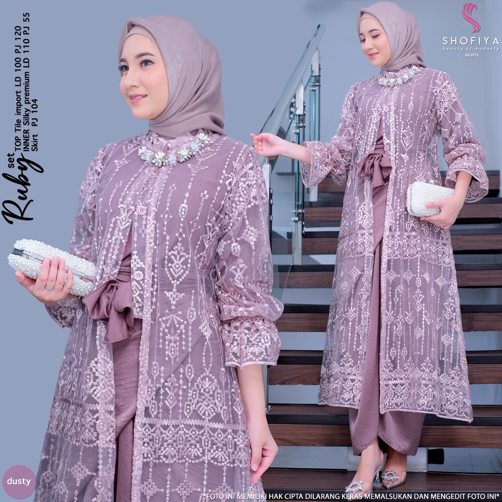 Dress pesta ruby set/ gamis wanita murah/ gamis syari jumbo/ busana muslim wanita/ dress kondangan j