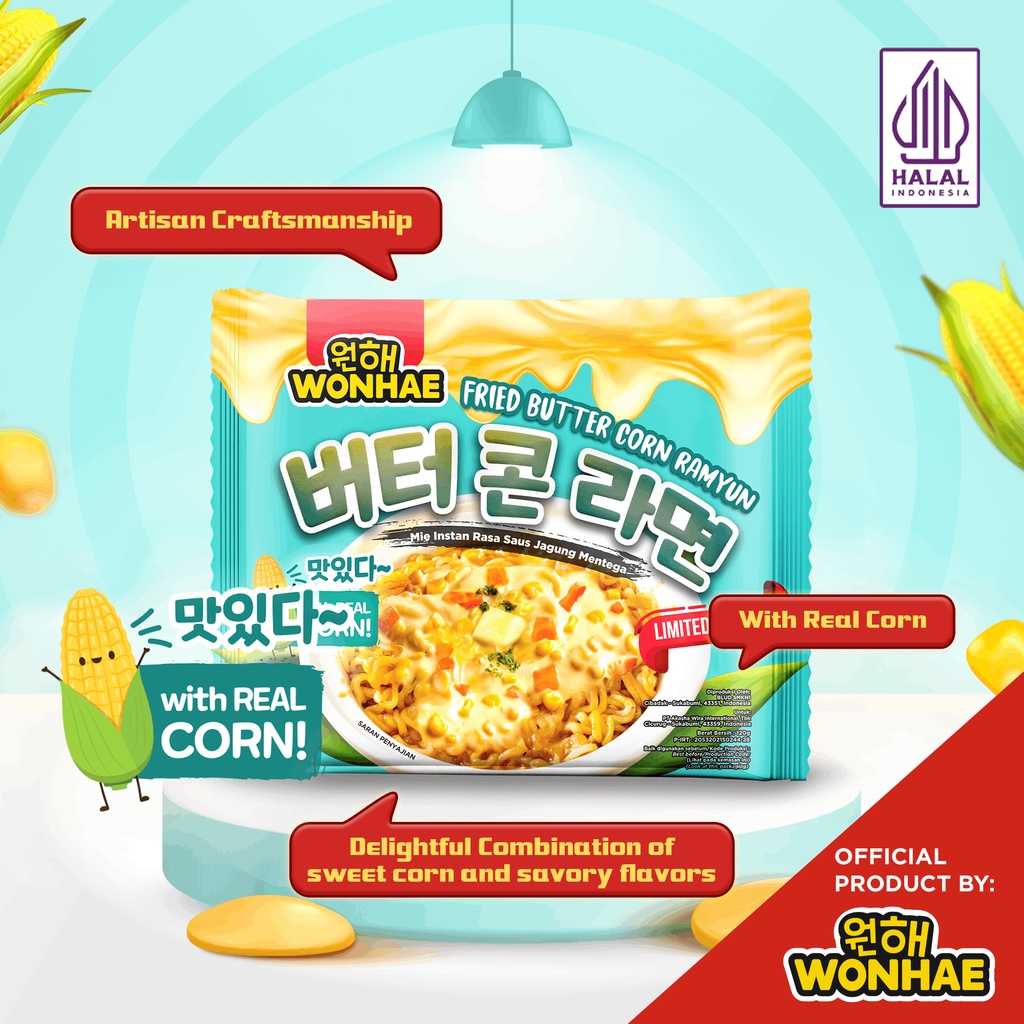 Wonhae Butter Corn Ramyun 120 gr by Mujigae Official Store / Instan /  Ramyun / Mie Goreng / Jagung / Mentega / Mie Instan Korea / Makanan Korea Instan Halal-1
