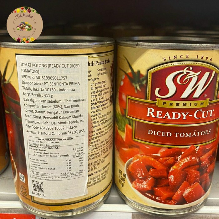 S&W Ready Cut Diced Tomatoes | Tomat Potong 411 grm