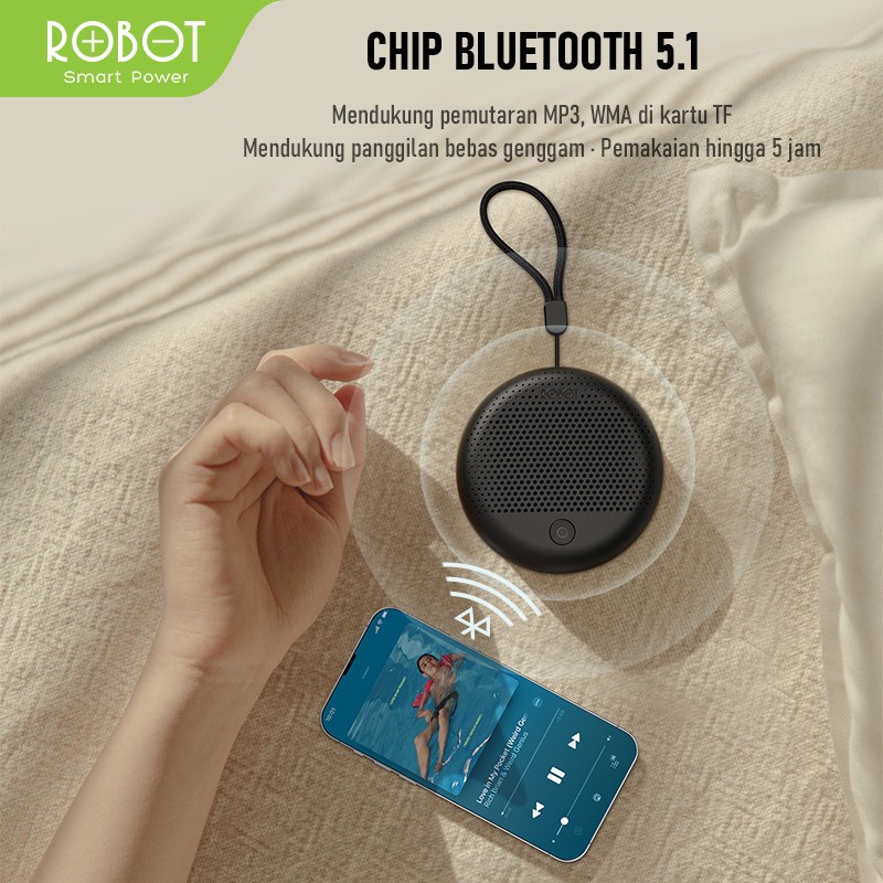 Speaker Bluetooth Chip 5.1 Portable ROBOT RB30 TWS True Wireless Stereo Original - Garansi 1 Tahun TERMURAH