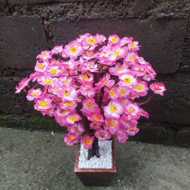 Bunga Sakura Bonsai- Sakura artificial- sakura plastik - bunga hias - bunga plastik- imek-  sakura h